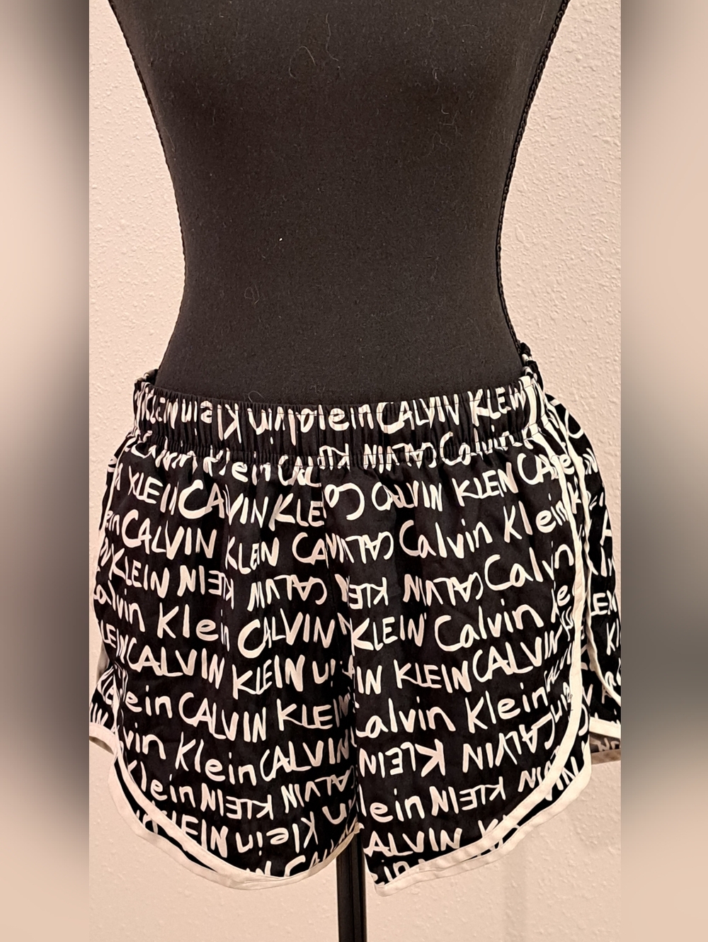 Calvin Klein Black Shorts with White Logo Script